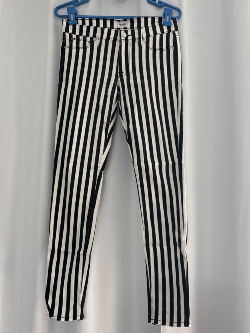 HUDSON Ladies Size 28 Black and White Striped Super Skinny Jean Pants Krista